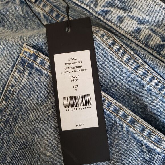 Veronica Beard High-Rise Carly Kick Flare Denim Jeans Size 32/14 Pebble Stone - Picture 12 of 12